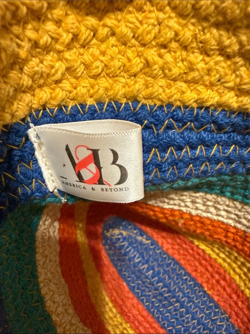 Multicolor Crochet Stripe Tote Bag with Tassel - Yellow Accent